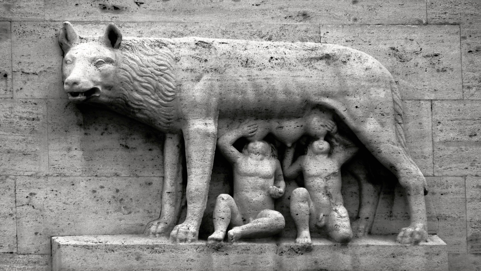 Der Gründungsmythos von Rom: Romulus und Remus werden von der Wölfin (Lupa) gesäugt.