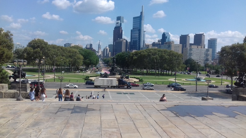Ein Blick auf Philadephia von oberhalb den "Rocky Steps".